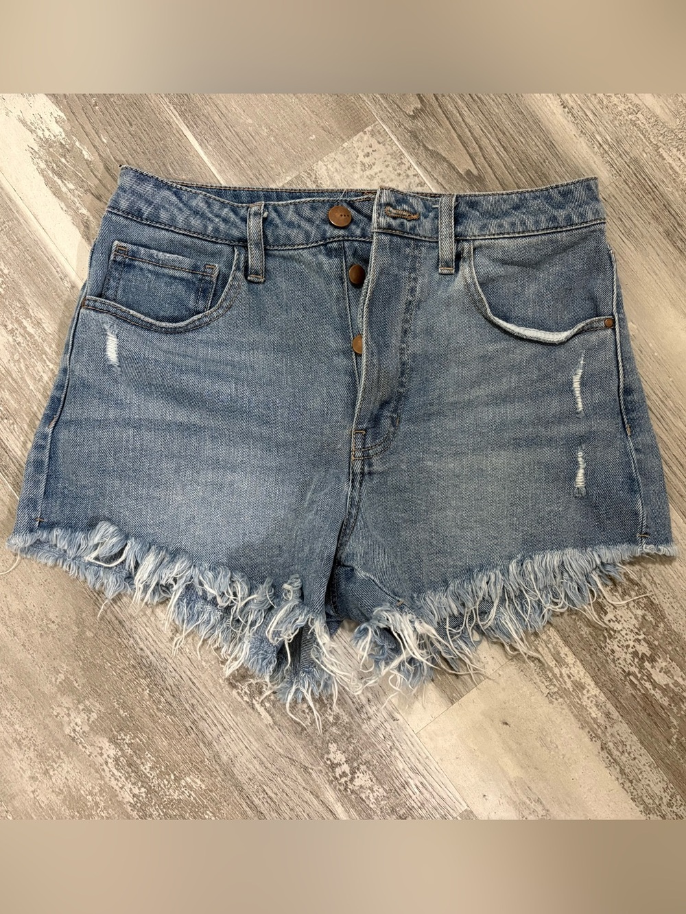 Festival denim Frayed Hem Light Blue Shorts